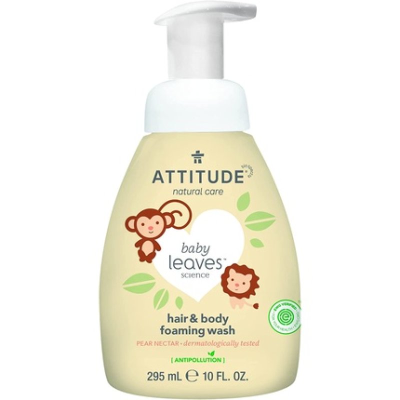 ATTITUDE Baby Leaves 2-in-1 Body and Hair Wash Foam Pear Nectar 295ml