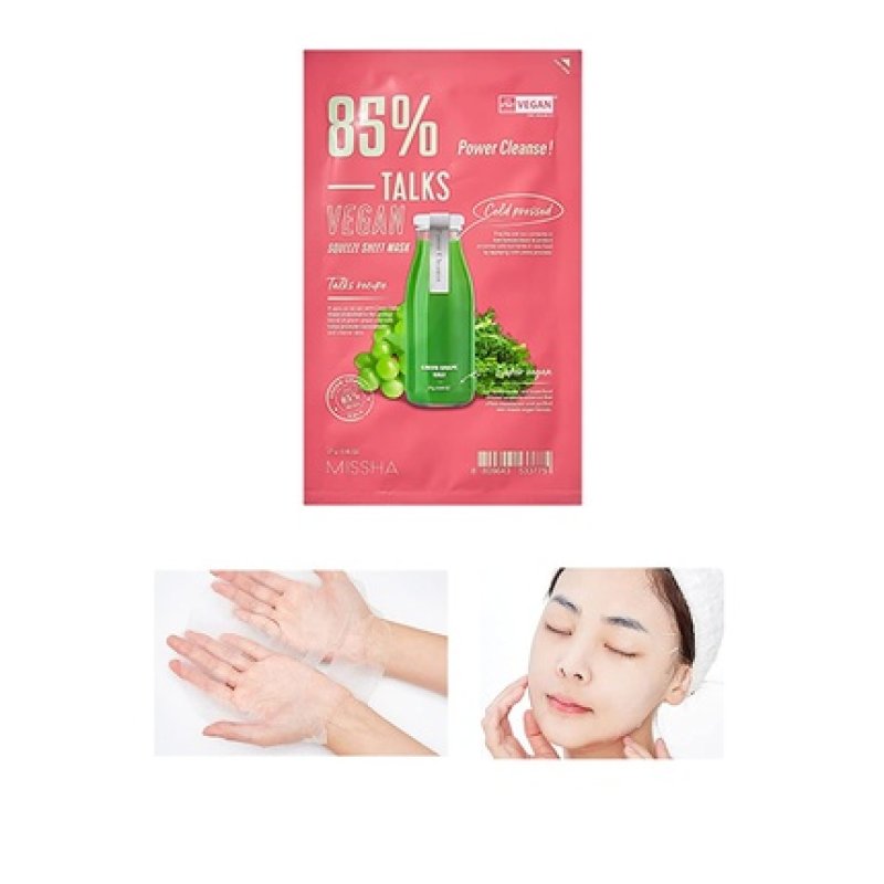MISSHA Talks Vegan Squeeze Sheet Mask Power Cleanse Vegan Sheet Mask for Impure Skin 1 pc