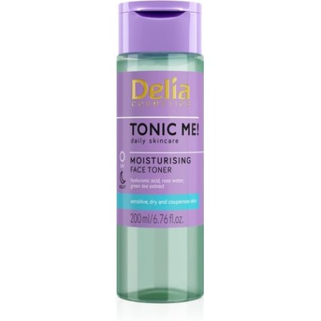 Delia Cosmetics Tonic Me Moisturizing Tonic for Sensitive and Dry Skin with Hyaluronic Acid, Rose Petal, Green Tea and