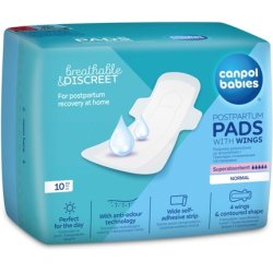 CANPOL BABIES Postpartum Maternity Pads with Wings - Pack of 10