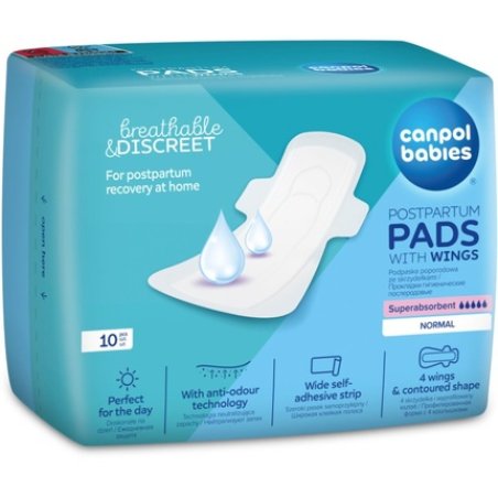 CANPOL BABIES Postpartum Maternity Pads with Wings - Pack of 10