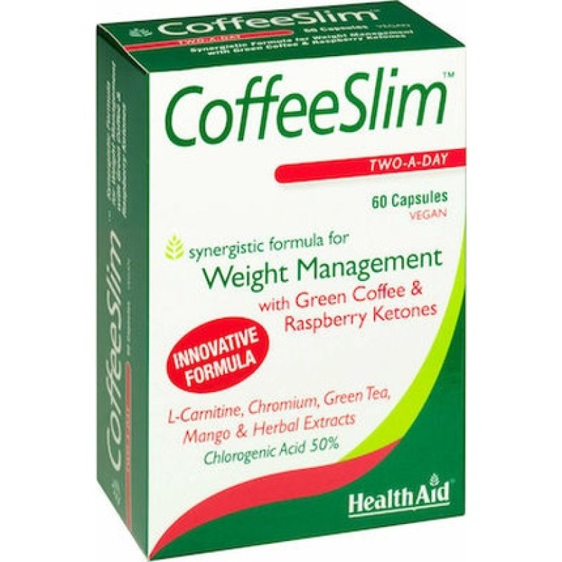 Health Aid Coffee Slim Dietary Supplement With Green Coffee Raspberry Ketones - 60 Capsules