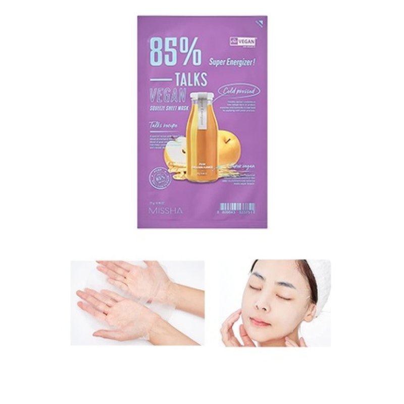MISSHA Talks Vegan Squeeze Sheet Mask Super Energizer for Tired Skin 1 Mask