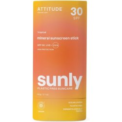 ATTITUDE Mineral Sunscreen Stick with Zinc Oxide SPF 30 EWG Verified Plastic-Free Broad Spectrum UVA/UVB Protection