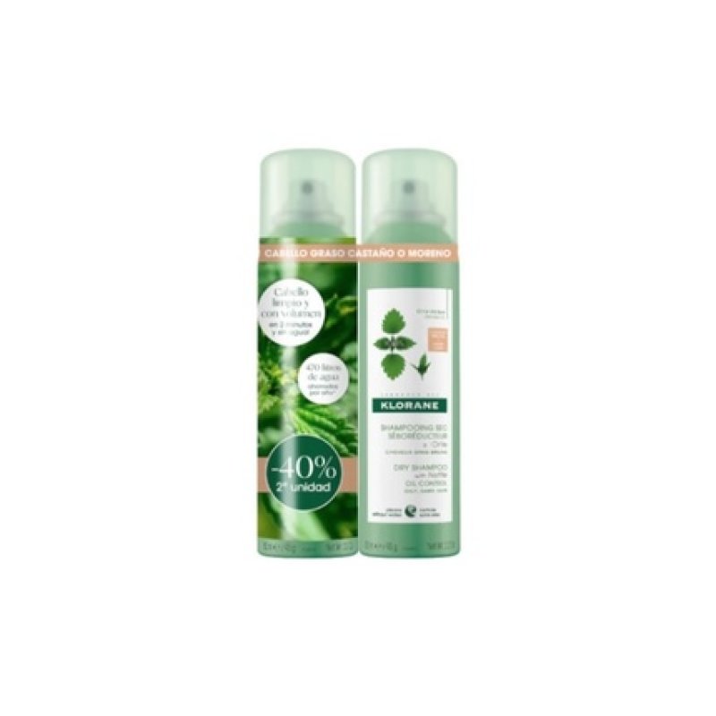 Klorane Purifying Dry Shampoo Nettle Dark Hair - 2x150ml