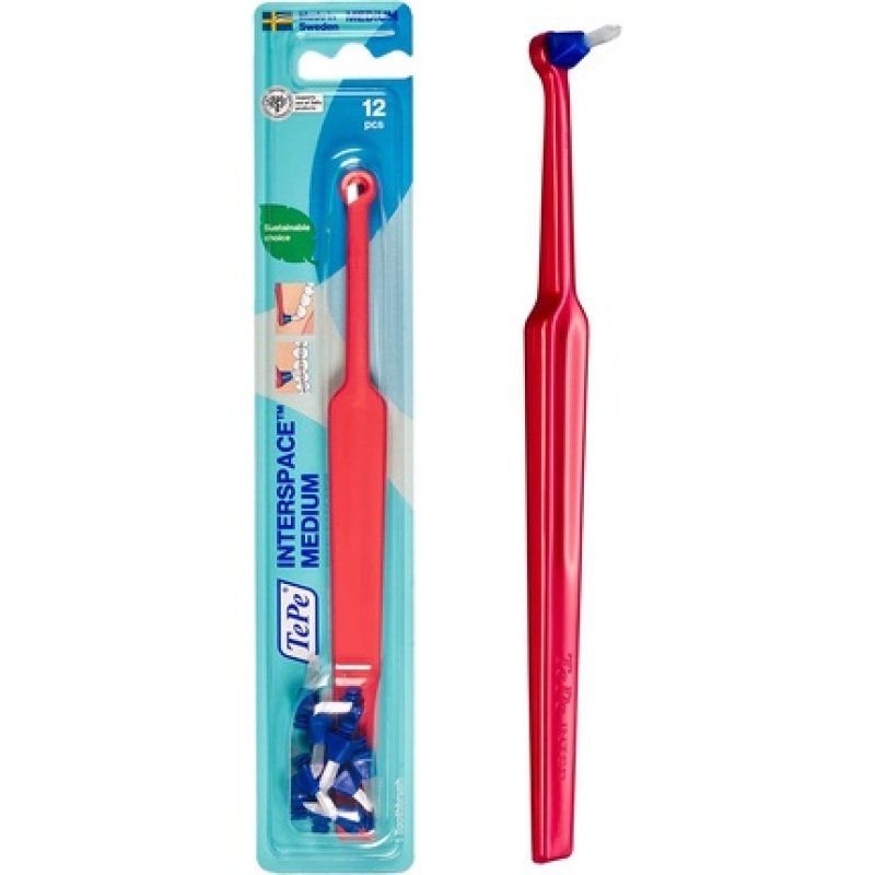 TePe Interspace Brush Medium with 12 Assorted Color Heads