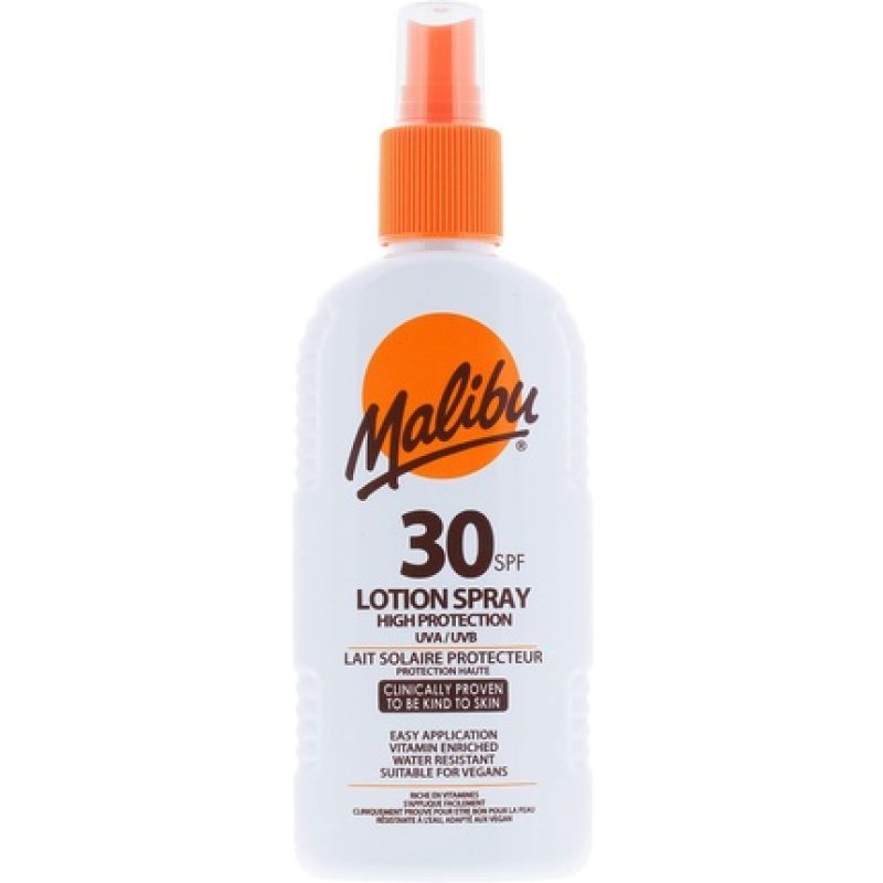 Malibu Sun SPF 30 Lotion Spray High Protection Sun Cream Water Resistant Vitamin Enriched 200ml