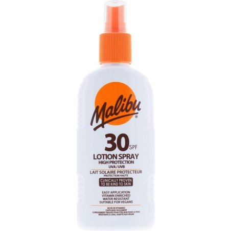 Malibu Sun SPF 30 Lotion Spray High Protection Sun Cream Water Resistant Vitamin Enriched 200ml