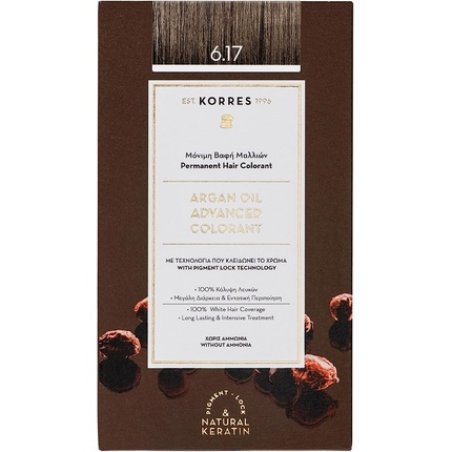 KORRES Argan Oil Colourant Ammonia Free Hair Colour Dark Blonde Beige 6.17 100% Grey Hair Coverage & Vegan