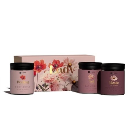 Hiskin Lady Flowers Bath Set - Bath Salt, Body Scrub, And Body Butter, 200ml Each