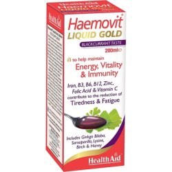 HealthAid Haemovit Gold Tonic Liquid with Iron, Malt, and B Vitamins 200ml - Vegetarian
