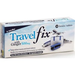 Uni-Pharma Travel Fix Ginger Dietary Supplement For Nausea 500mg - 10 Tablets