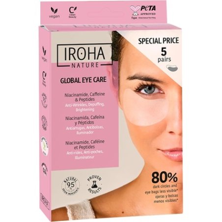 Iroha Nature Eye Patches Anti-Aging with Niacinamide, Caffeine, and Peptides Hyaluronic Acid Moisturizing