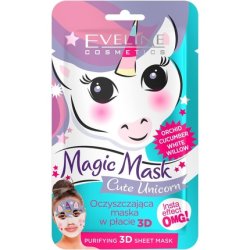Eveline Cosmetics Magic Mask Cleaning Cloth Mask 3D Cute Unicorn