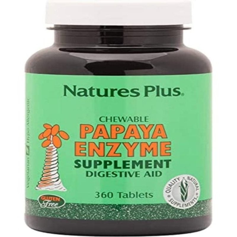 NaturesPlus Papaya Enzyme All Natural Digestive Aid Supplement 360 Chewable Tablets 6mg Papain