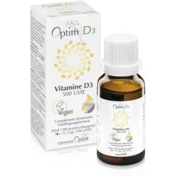 Plant-Based Vitamin D Supplement Vegan Vitamin D3 500 IU per Drop in Coconut Oil Children Adults Optim D3
