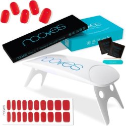 Pre-Cured Red Gel Nail Sheets with Portable UV/LED Nail Dryer Lamp 8W Semi-Cured Gel Nail Strips Semi-Permanent Nail
