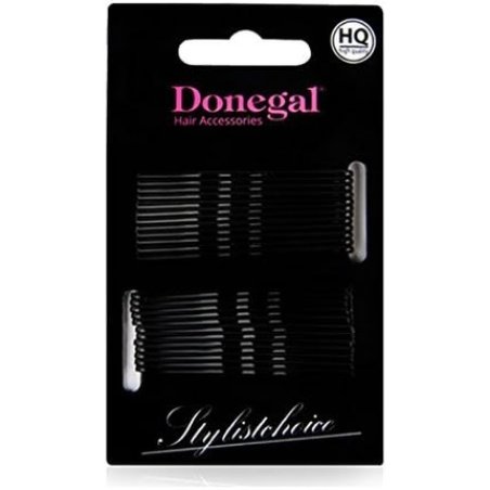 Donegal Hair Clips Black Long 24 Pieces 5cm - Pack of 24