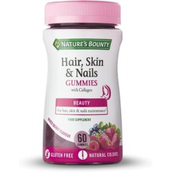 Nature's Bounty Hair Skin and Nails Gummies with Collagen and Biotin Zinc Copper 60 Count