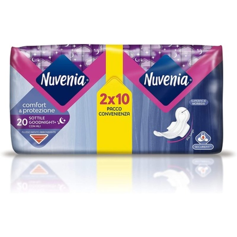 Nuvenia Thin Night Absorbent with Wings Soft Surface and Odor Control 20 Units
