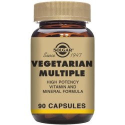 Solgar Vegetarian Multiple Vegetable Capsules Rich in Iron Essential Vitamins and Minerals Contains B12 and B Complex