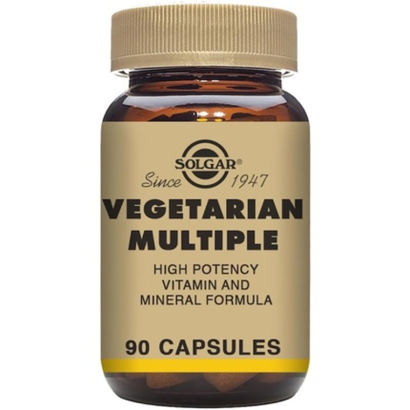 Solgar Vegetarian Multiple Vegetable Capsules Rich in Iron Essential Vitamins and Minerals Contains B12 and B Complex