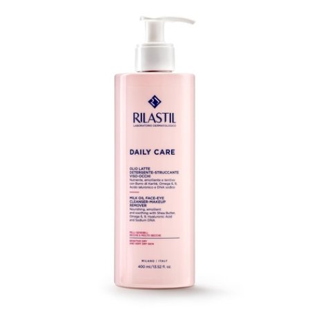 Rilastil Daily Care Cleansing Milk Oil for Face and Eyes Nourishing Makeup Remover for Sensitive and Dry Skin Soothing