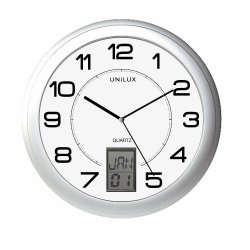 Unilux 100340853 Horloge murale et de table Horloge à quartz Rond Métallique, Argent