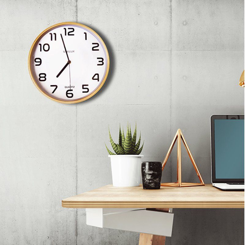 Unilux Baltic Horloge à quartz Rond Bois
