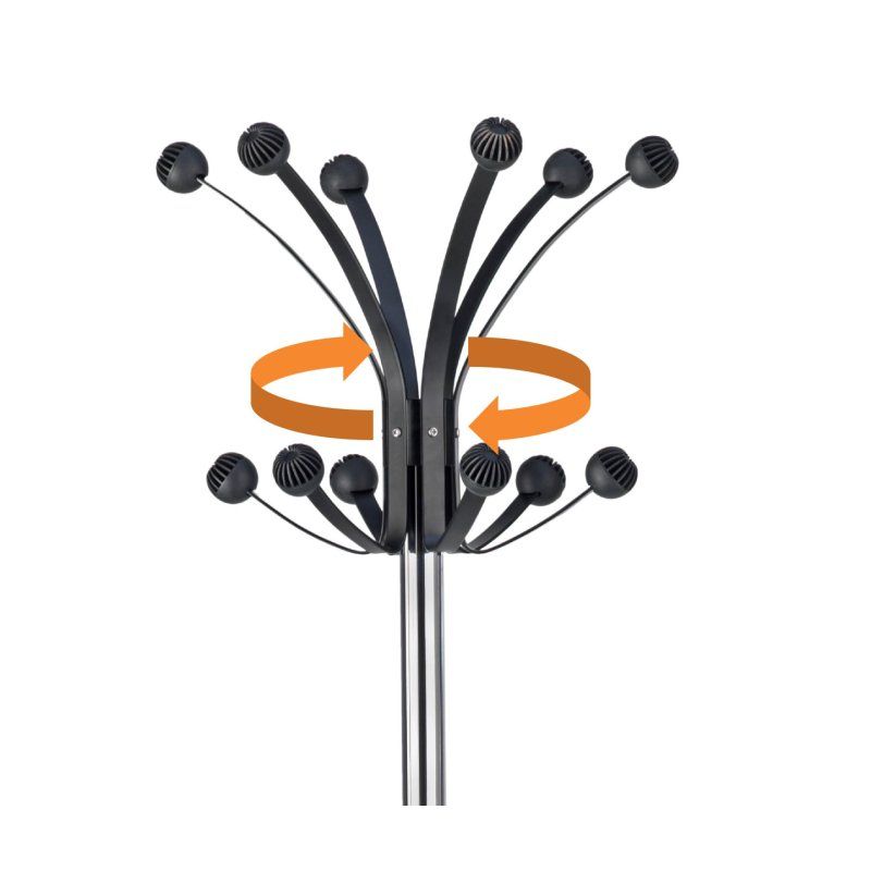 Unilux HAKEA porte-manteaux Colonne 12 crochet(s) Chrome