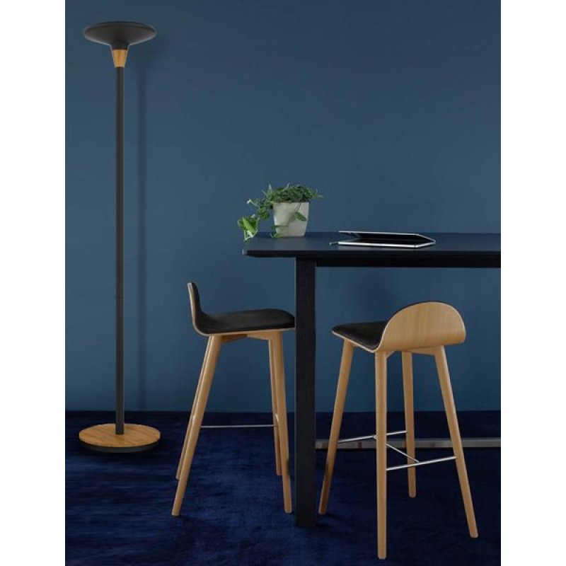 UNiLUX Lampadaire à LED BALY BAMBOO, dimmable, noir-bambou