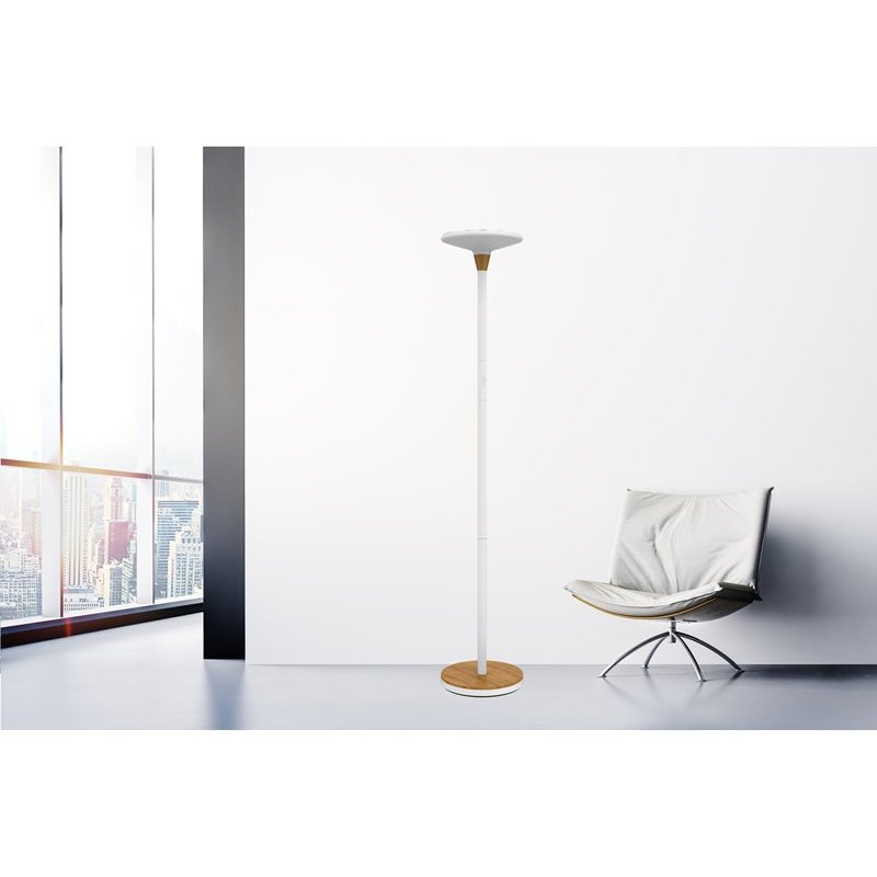 UNiLUX Lampadaire à LED BALY BAMBOO, dimmable, blanc-bambou