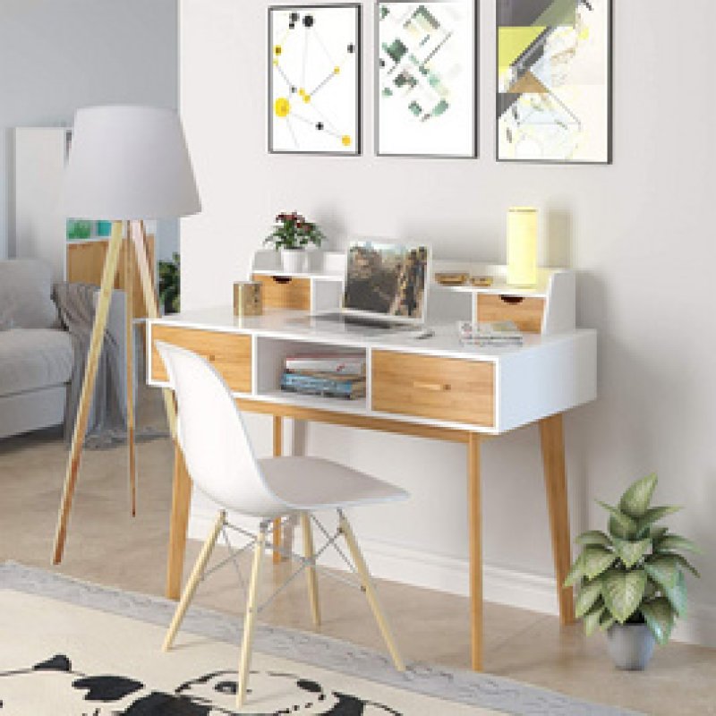 UNiLUX Lampadaire à LED TOOKA, hauteur 1520 mm, blanc/bambou