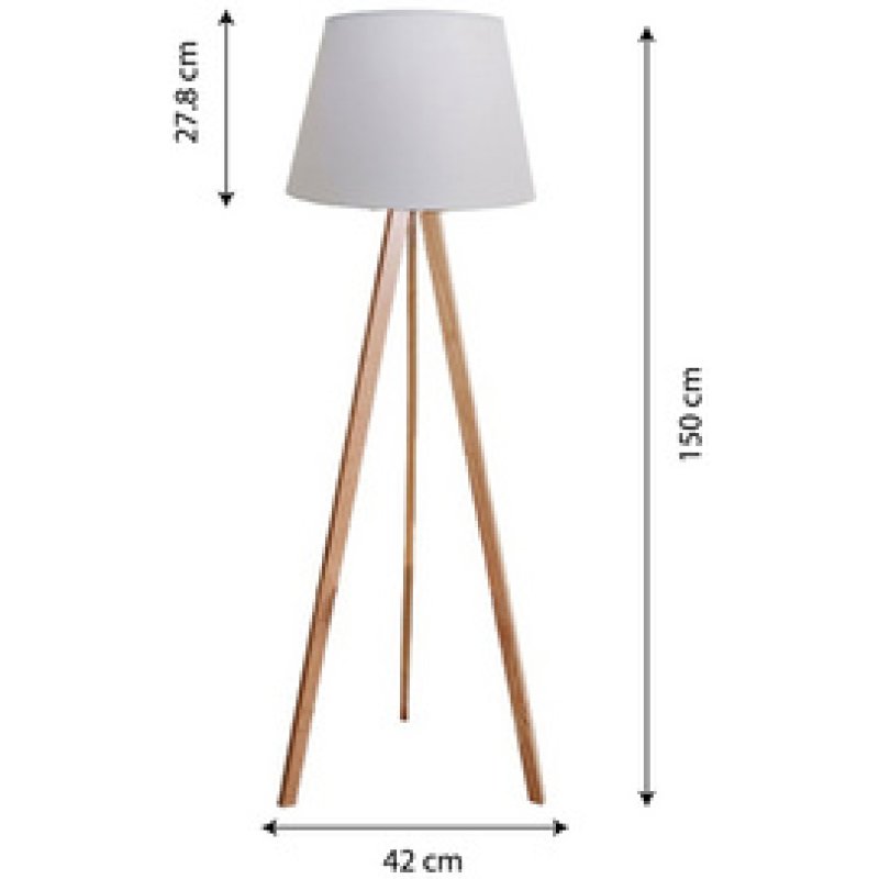 UNiLUX Lampadaire à LED TOOKA, hauteur 1520 mm, blanc/bambou