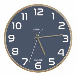 Unilux 400165110 Horloge murale et de table Horloge analogique Rond Hêtre, Bleu