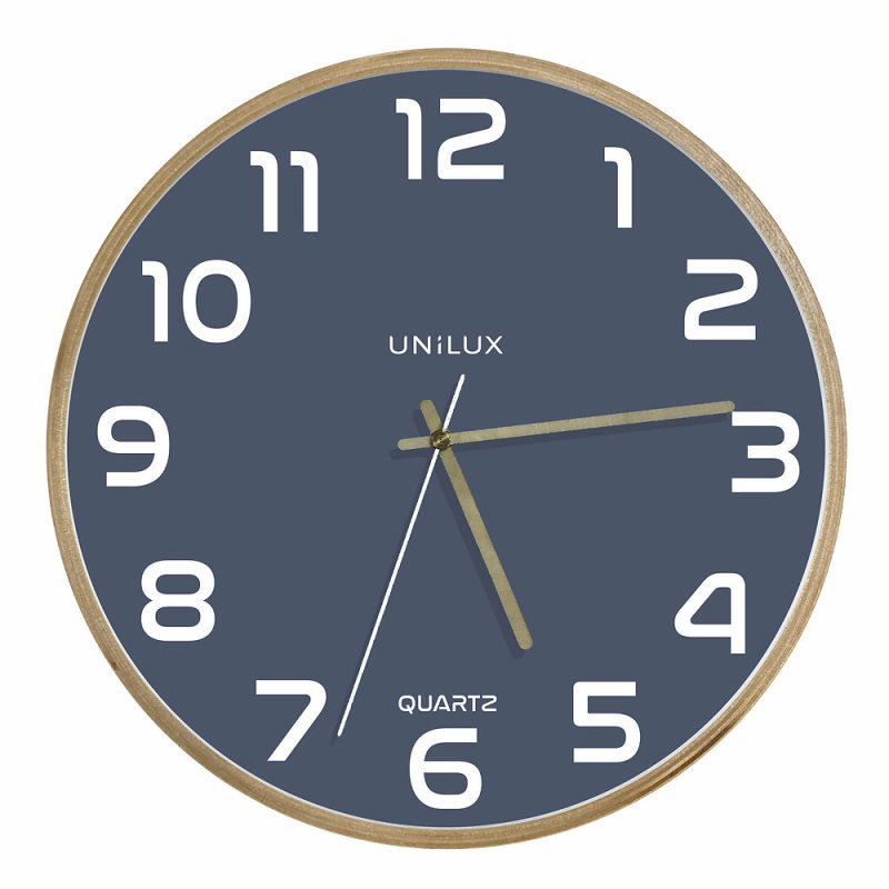 Unilux 400165110 Horloge murale et de table Horloge analogique Rond Hêtre, Bleu