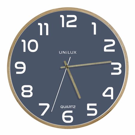 Unilux 400165110 Horloge murale et de table Horloge analogique Rond Hêtre, Bleu