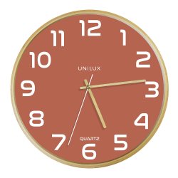 Unilux 400165111 wall/table clock Quartz clock Round Brick colour, Wood