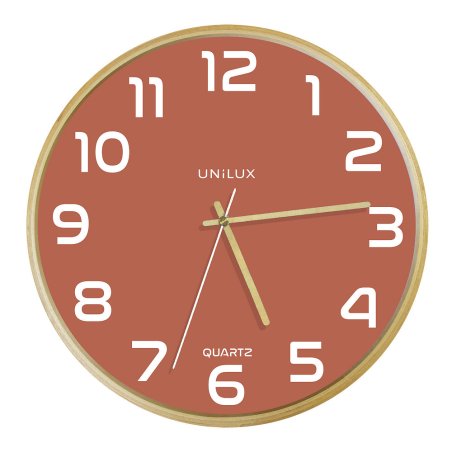 UNiLUX Horloge murale à quartz "BALTIC", rouge brique