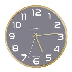 Unilux 400165097 Horloge murale et de table Horloge à quartz Rond Gris, Bois