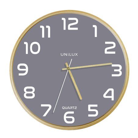 Unilux 400165097 Horloge murale et de table Horloge à quartz Rond Gris, Bois