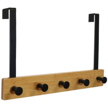 UNiLUX Patère de porte KARAKO, 5 crochets, noir / bambou