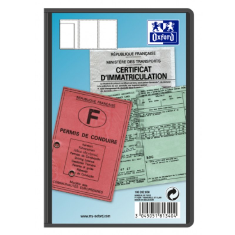 Oxford Etui de protection multipapiers voiture, 3 volets