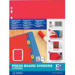 Oxford Intercalaires en carton, uni, A4 Max, 12 touches