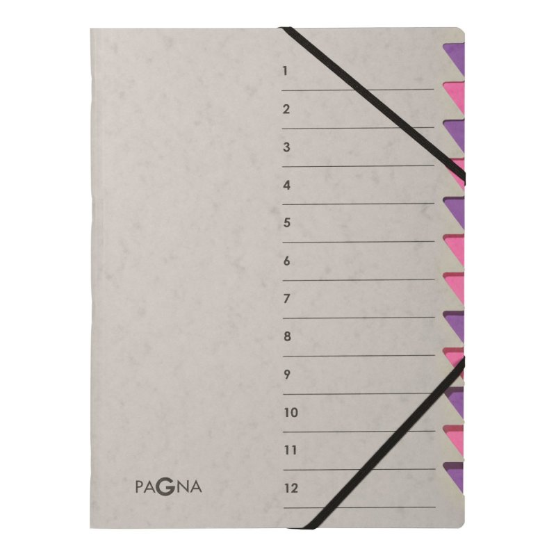 PAGNA Trieur "Easy Grey", A4, 12 compartiments, gris / lilas