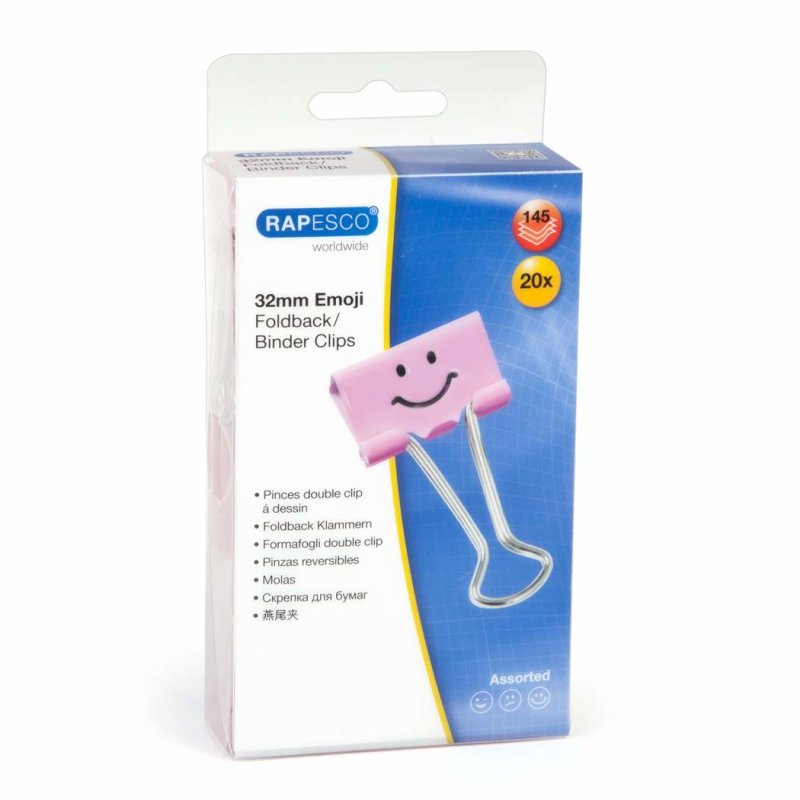 RAPESCO Pince double clip, (L)32 mm, rose, émoticône