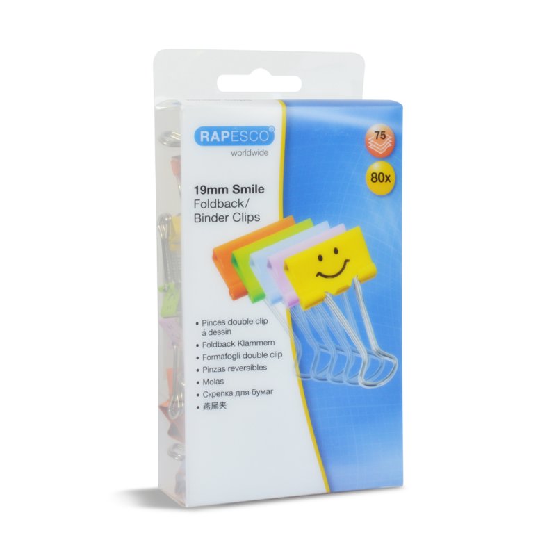 RAPESCO Pince double clip, (L)19 mm, Smile, assorti