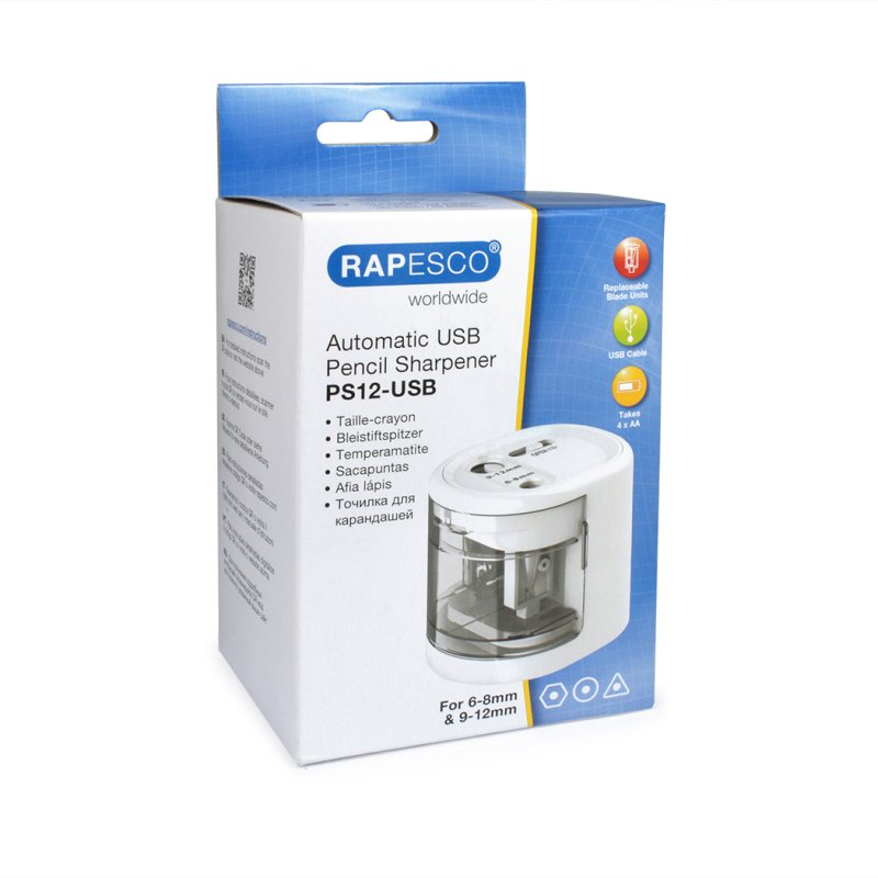 RAPESCO Taille-crayon électrique double PS12-USB, blanc