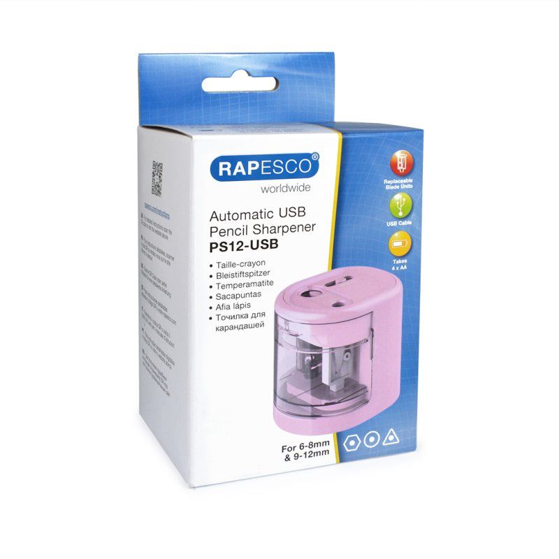 RAPESCO Taille-crayon électrique double PS-12-USB, rose