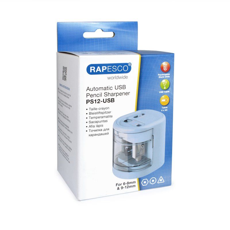 RAPESCO Taille-crayon électrique double PS-12-USB, bleu